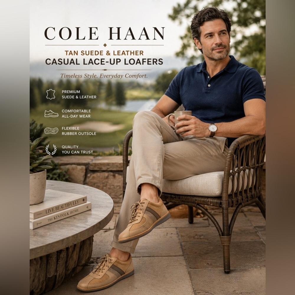 Cole Haan Tan Suede & Leather Casual Lace-Up Loafers Gently worn.